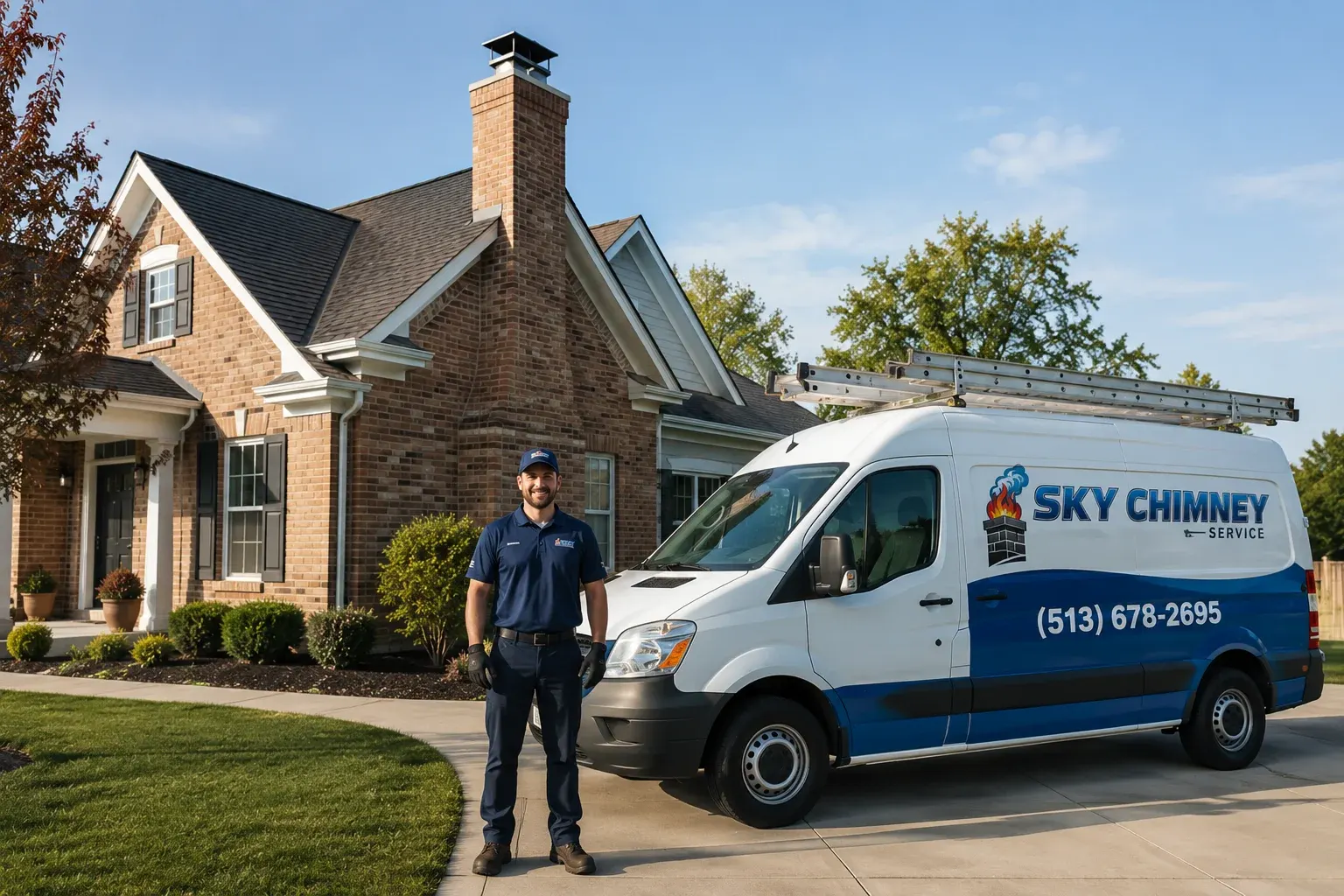 Cleveland Clean Sweep technician and branded van in Cleveland OH